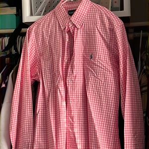 Pink and white checkered Ralph Lauren button down size M